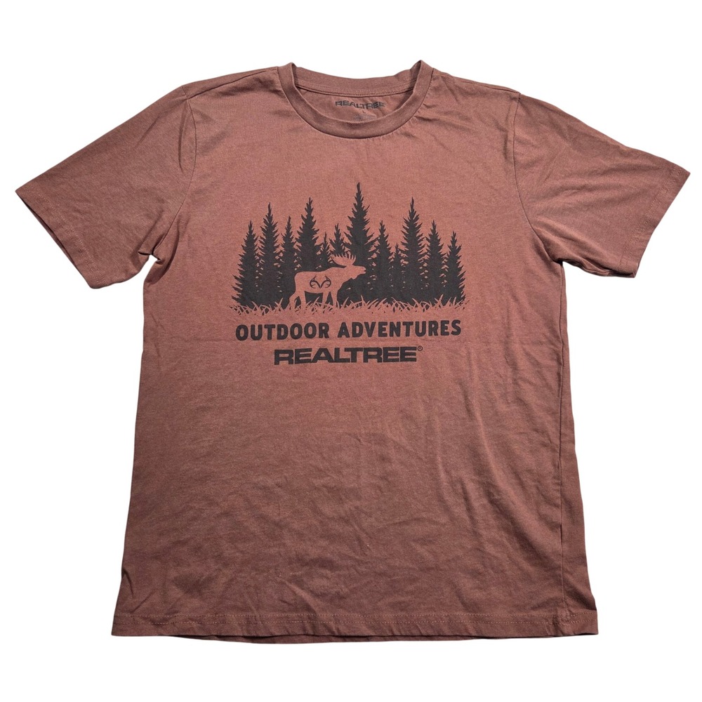Realtree Mens Outdoor Adventures Moose Graphic T-Shirt L Hunting Fishing Camping